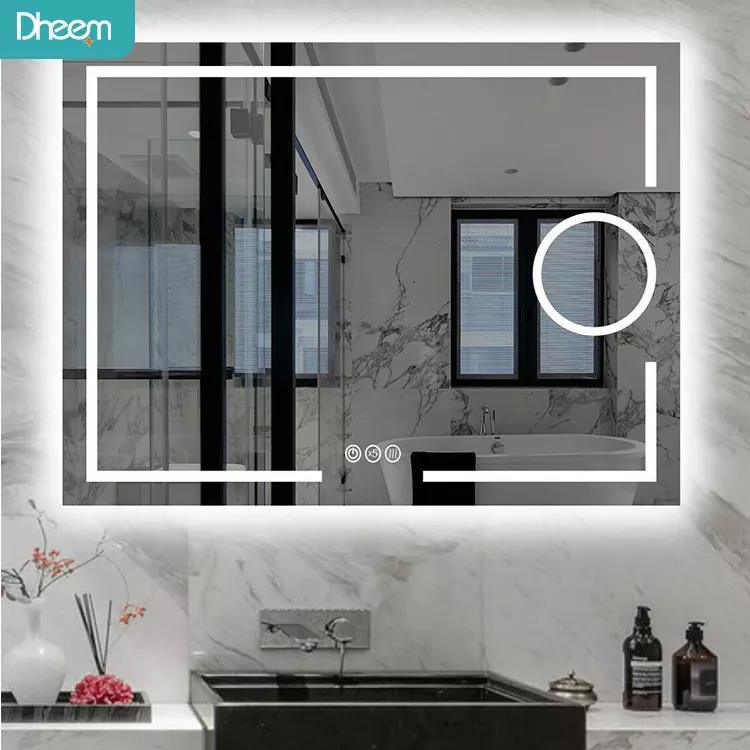 Bathroom led mirror with 5x magnifier