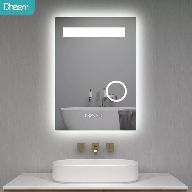 Custom square 10x magnifying mirror with light wall