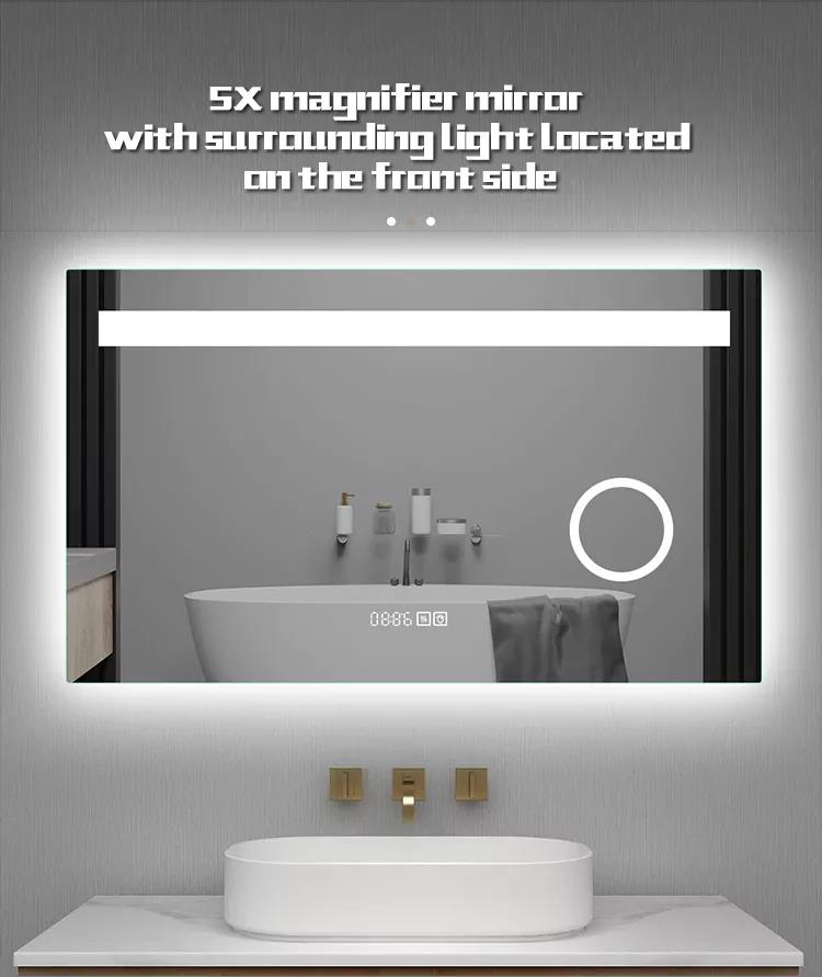 magnifying mirror with light wall