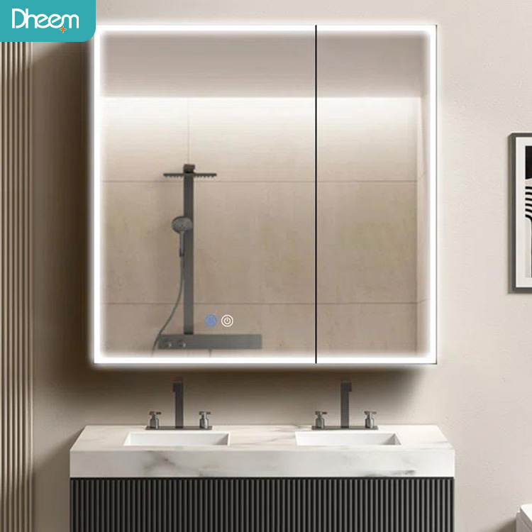 Illuminated led bathroom medicine mirror cabinet