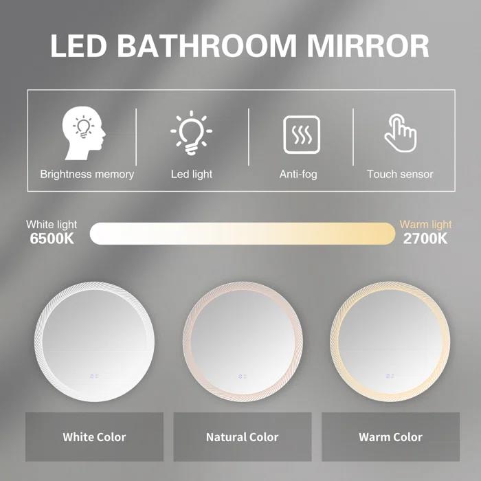 Modern round illuminated bathroom vanity mirrors for sale