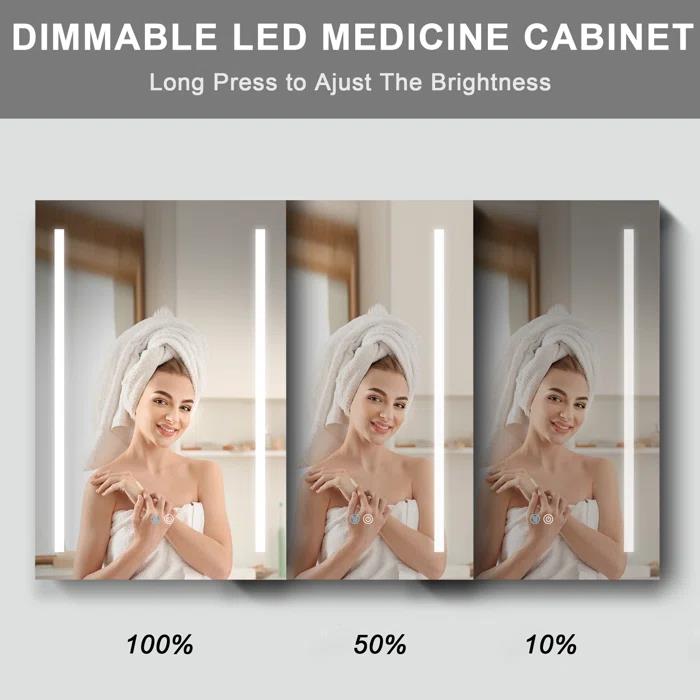 Smart bathroom lighted medicine cabinet with mirror