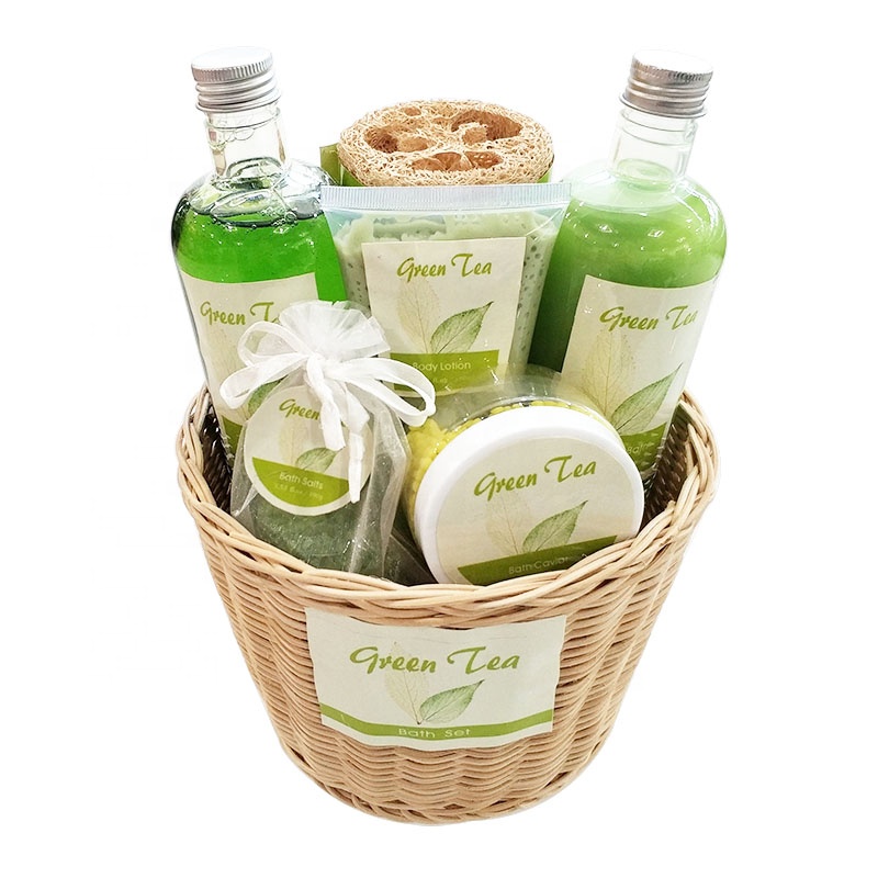 Wholesale OEM Private Label SPA Gift Set 6pcs Green Tea Bath Gift Set Bath Set