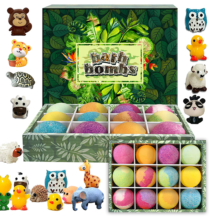 Wholesale Private Label Customized Kids Fun Bubble Bathbombs Organic Hemp Vegan Jungle Safari Bath Bombs Surprise With Toys