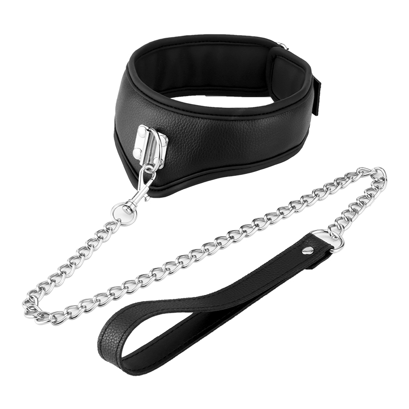 Supply Black Leather Bdsm Slave Bondage Collar With Chain Wholesale Factory Deqi Intelligence