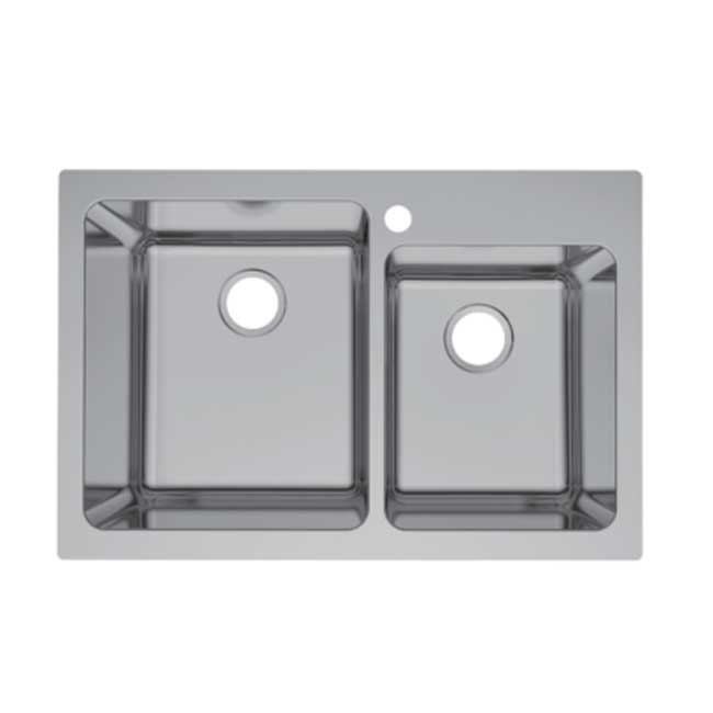 R30 Pressed Stainless Steel Topmount Double Bowl Sink
