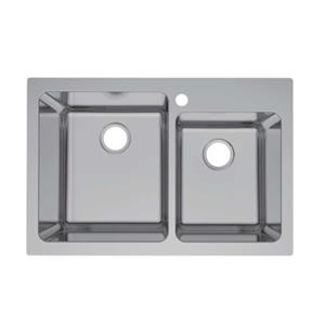 R30 Pressed Stainless Steel Topmount Double Bowl Sink