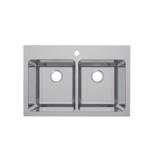 Vietnam-made R30 Stainless Steel Topmount Double Bowl Drawn Sink