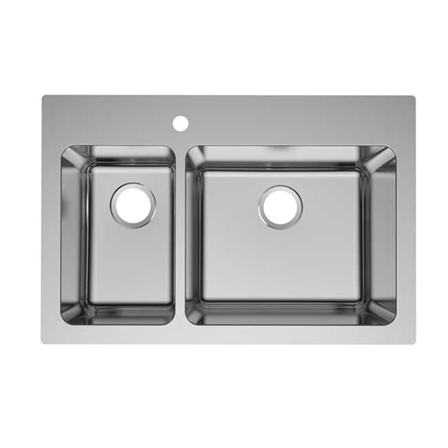 R20 Pressed 304 Stainless Steel Topmount Double Bowl Sink