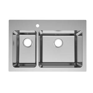 R20 Pressed 304 Stainless Steel Topmount Double Bowl Sink