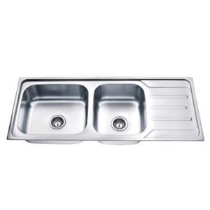 Double Bowl Made In Vietnam Kitchen Sink With Drain Board