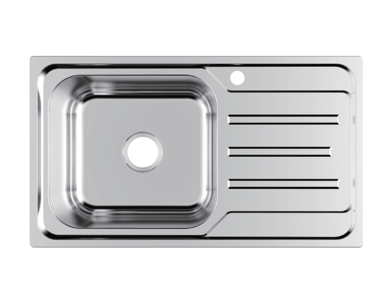 Stainless Steel Single Bowl Drawn Sink with Drainboard