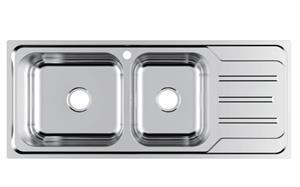 Vietnam Stainless Steel Double Bowl Drawn Sink with Drainboard