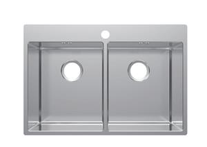 Stainless Steel 304 Topmount Double Bowl Handmade Sink with Overflow