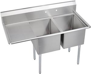 Aigüera comercial de doble bol d'acer inoxidable amb escorregut