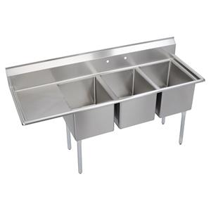 Stainless Steel Commercial Triple Bowl Compartment Sink with Drainboard