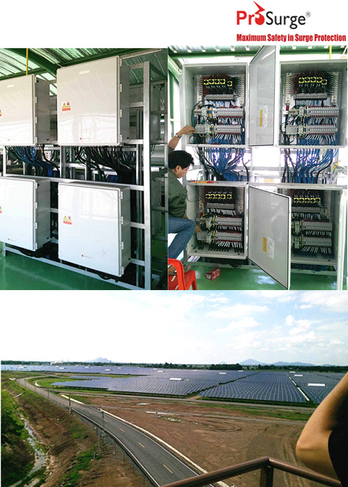 Συσκευές προστασίας από υπερτάσεις της Prosurge που χρησιμοποιούνται για ηλιακές εγκαταστάσεις