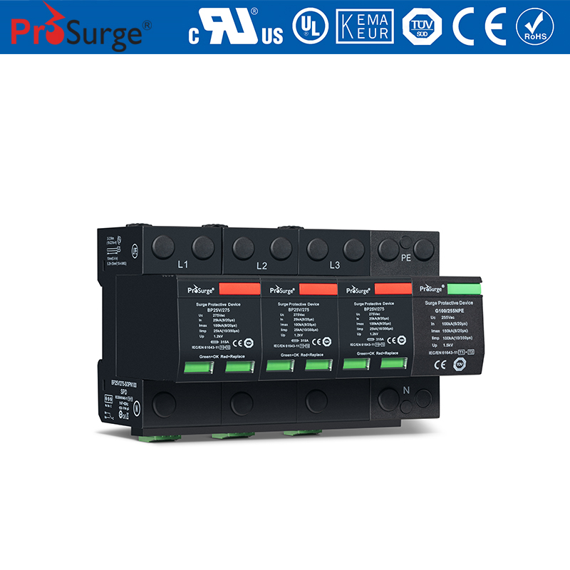 TUV ได้รับการรับรอง Iimp 25kA Pluggable Surge Protector