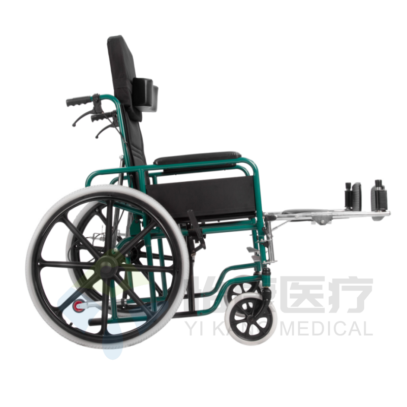 Reclining Wheelchair With Elevating Footrest And Neck Cushion