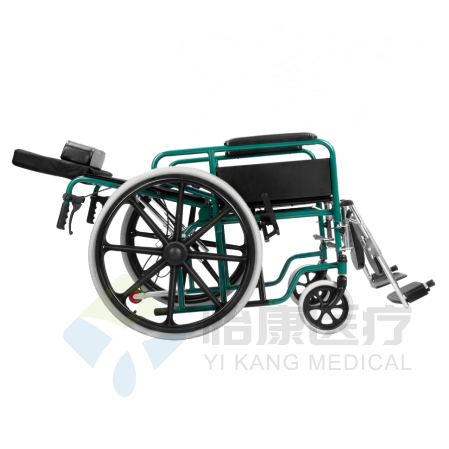 Reclining Wheelchair With Elevating Footrest And Neck Cushion