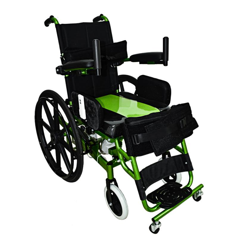 Cost-Effective Electric Stand-Up Wheelchair with Rear Manual Wheels