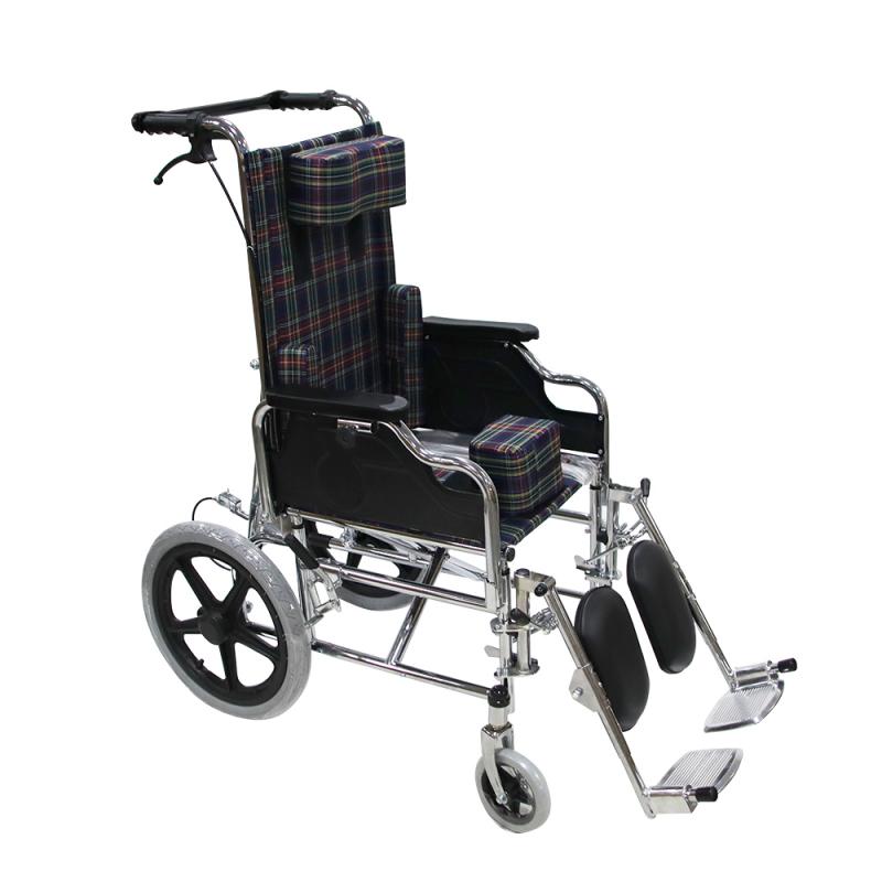 Steel Frame Pediatric Wheelchair with Flip-Up Arms and Leg Rest