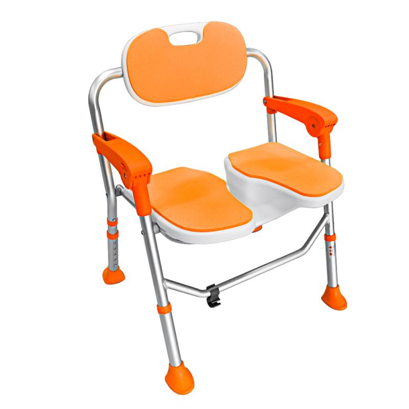 Padded Foldable Bath Chair with Hygiene Cut-Out and EVA Cushion