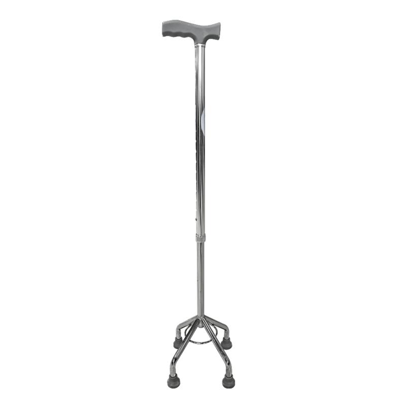 Adjustable Steel Four-Leg Walking Cane with Comfort Grip