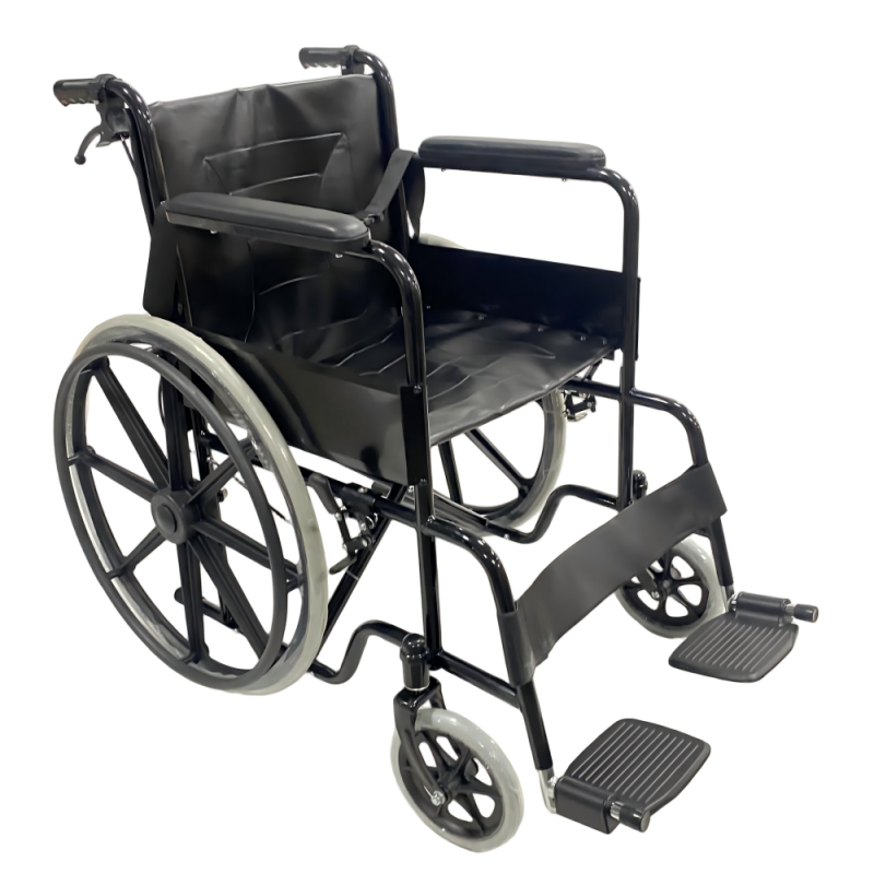 Affordable Manual Wheelchair Steel Frame with Push Brakes and Lap Belt