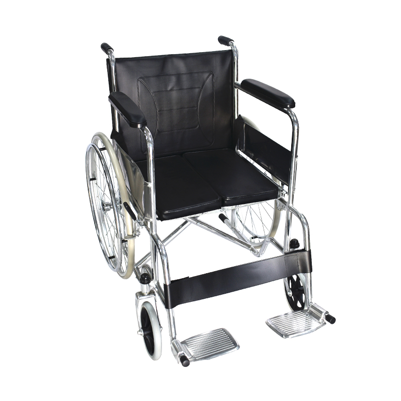 Basic Manual Steel Wheelchair with Durable Hard Cushion for Everyday Use