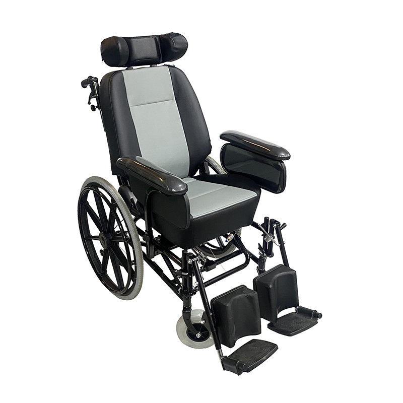 Wózek inwalidzki Comfort Recliner z dużymi tylnymi kołami i wyściółką podłokietnika