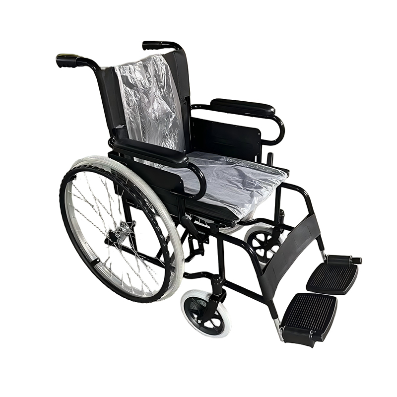 Wytrzymały standardowy wózek inwalidzki ręczny ze stalową ramą