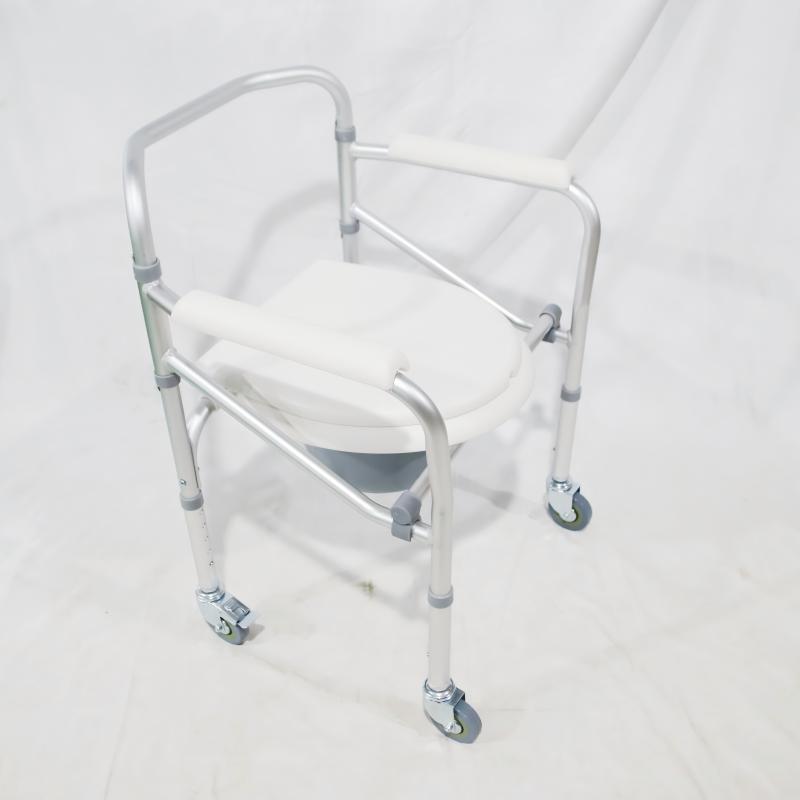 Lightweight Folding Commode Chair with Seat Adjustment