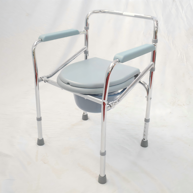 Foldable Steel Commode Chair with Adjustable Height