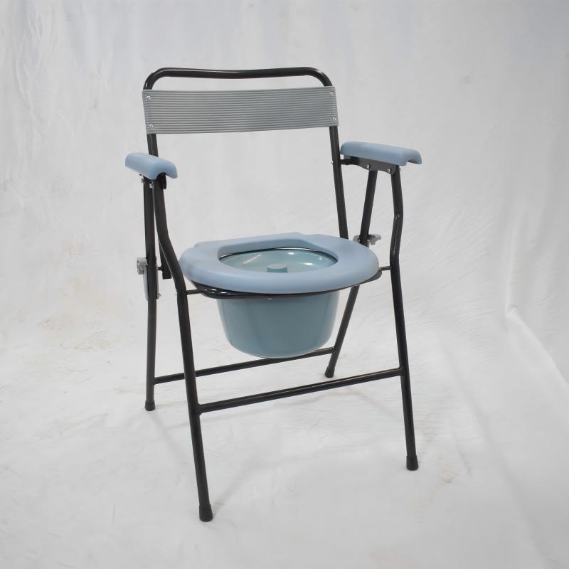 Portable and Space-Saving Toilet Chair with Steel Frame and Comfortable Backrest