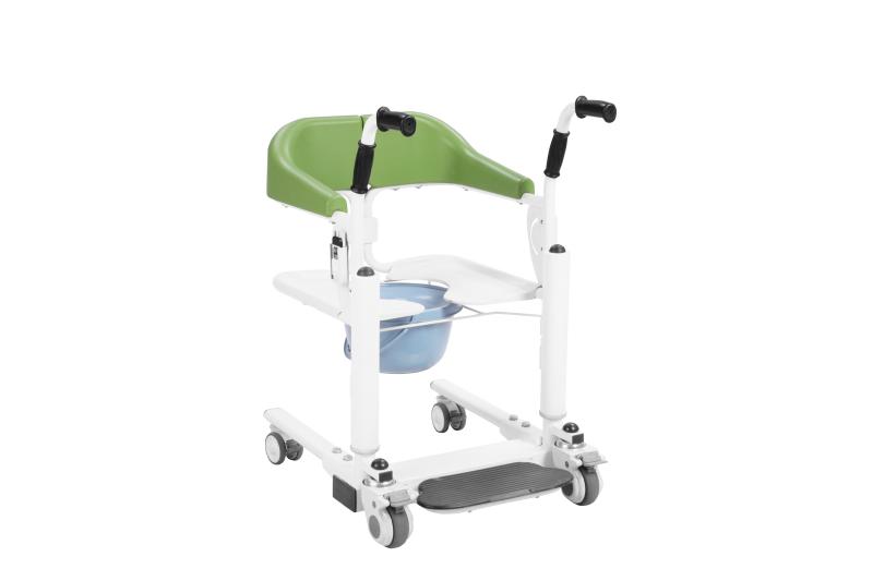Electric Toileting and Transfer Chair with Height Adjustment and Casters