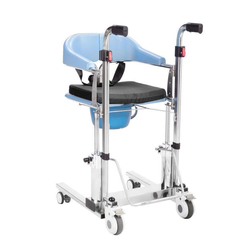 Hydraulic Patient Transfer Chair with Built-in Commode and Adjustable Lift
