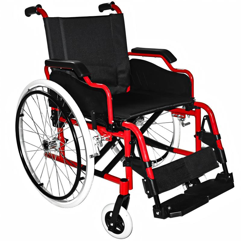 Stylish Aluminum Wheelchair with Removable Footrests and Safety Leg Strap