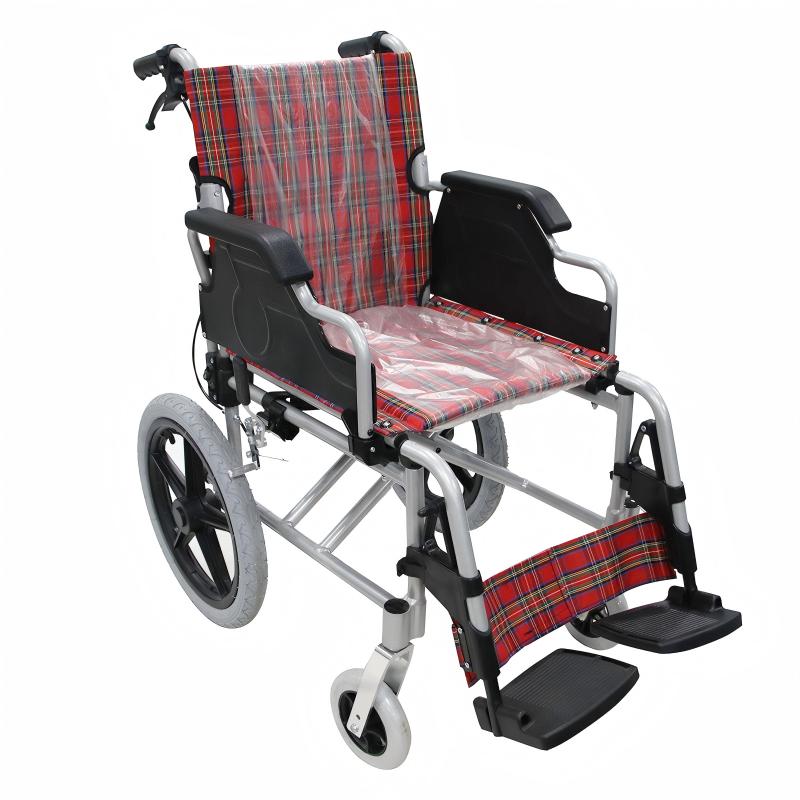 Aluminum Push Wheelchair with Space-Saving Design and Detachable Leg Rests