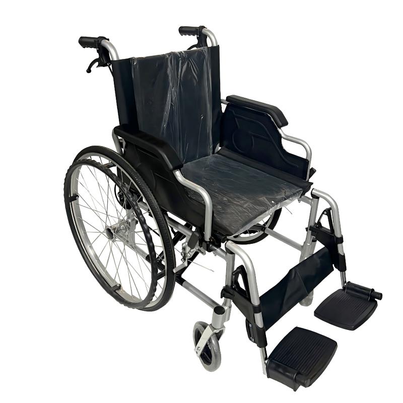 Durable Aluminum Wheelchair with Lift-Up Armrests and Detachable Leg Rests