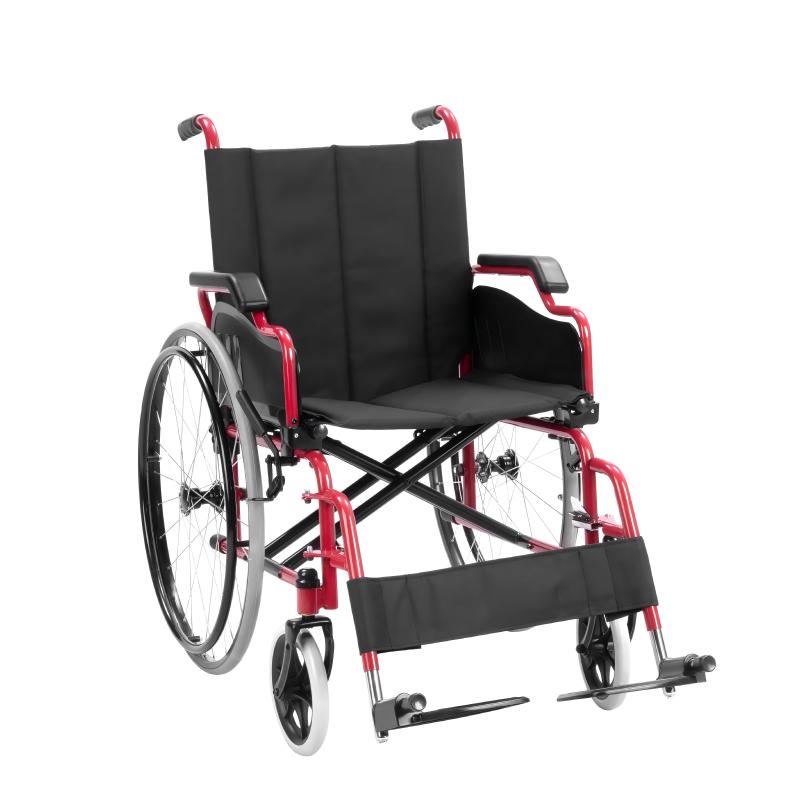 Steel Self-Propelled Wheelchair with Flip-Up Arms and Removable Footrests