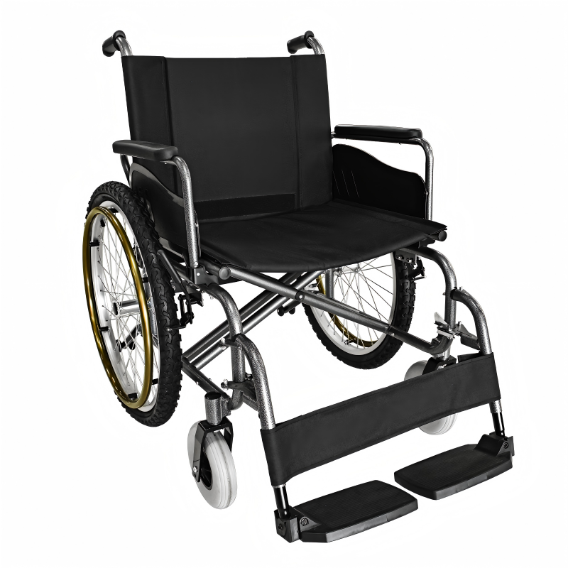 Bariatric Manual Wheelchair with Wide Seat, Soft Back Cushion, and Reinforced Casters