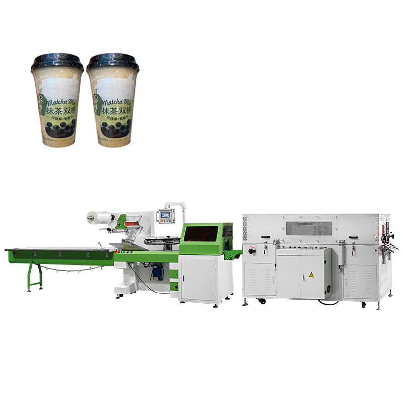 Machine à emballer d'emballage de manchon de film plastique thermorétractable de tasse de thé de lait