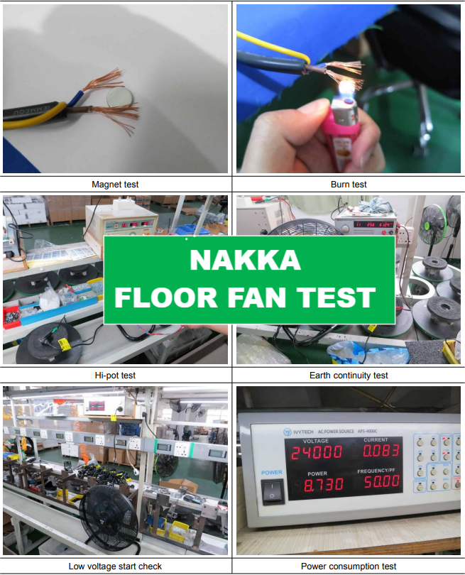 Test for 18 inch 75w floor fan