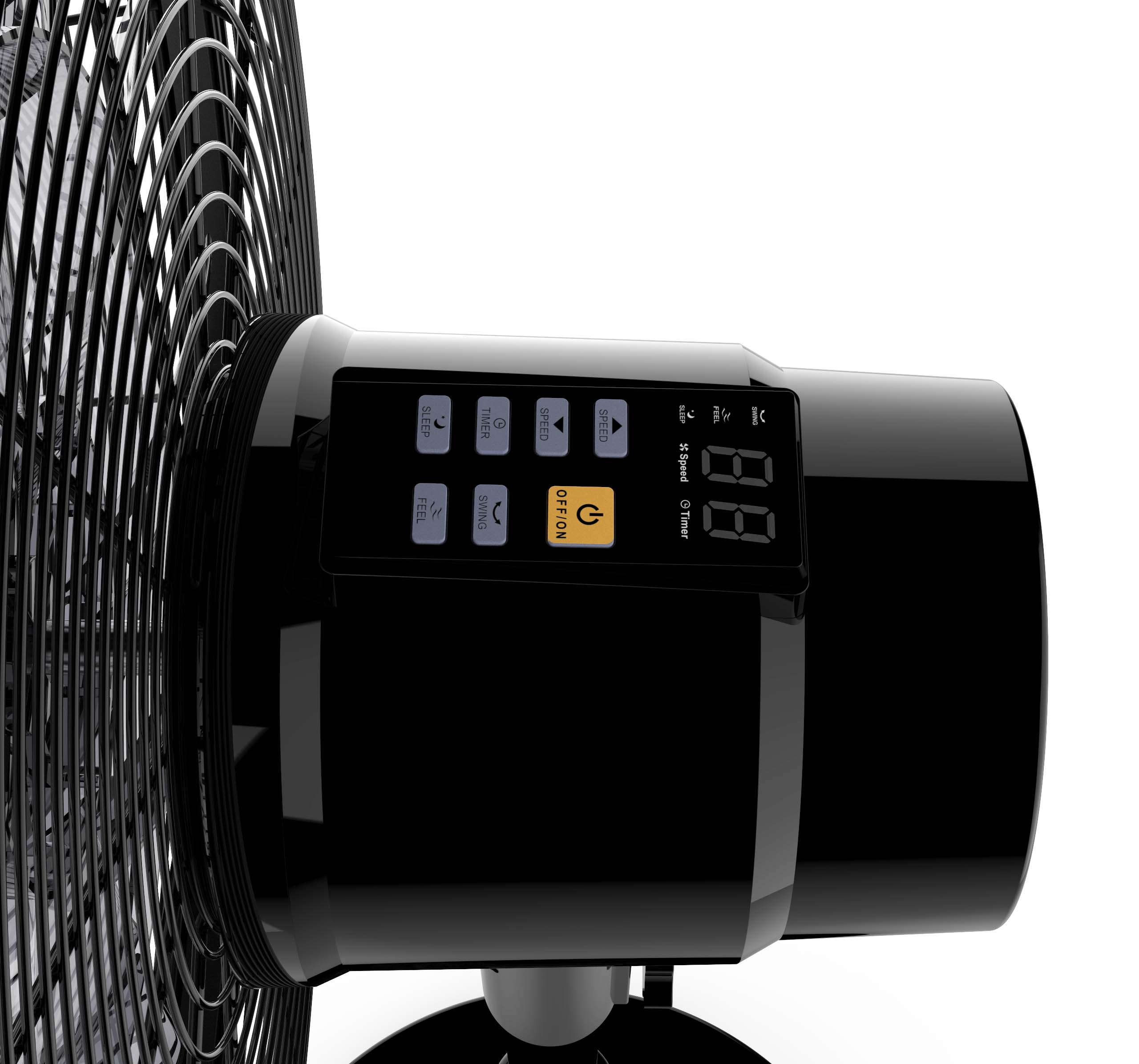 90W Black 18 Inch Pedestal Fan with Remote Control