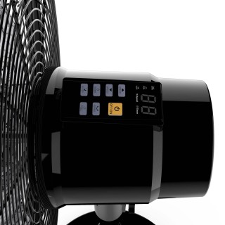 Ventilador de pedestal de 18 polegadas preto de 90 W com controle remoto