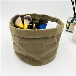 Washable Kraft Paper Storage Basket Bag