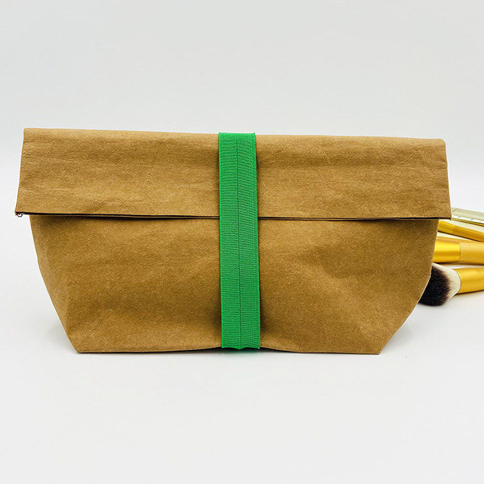 Bolsa de cosméticos vegana de papel Kraft impermeable