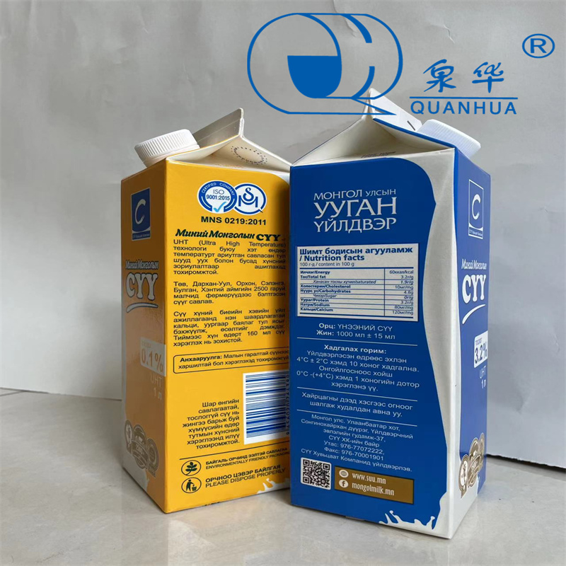 Китай Картонная коробка для молока объемом 1000 мл с двускатной крышкой., производитель
