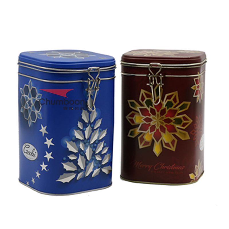 Rectangular Tea Tin Can With Clip Lid